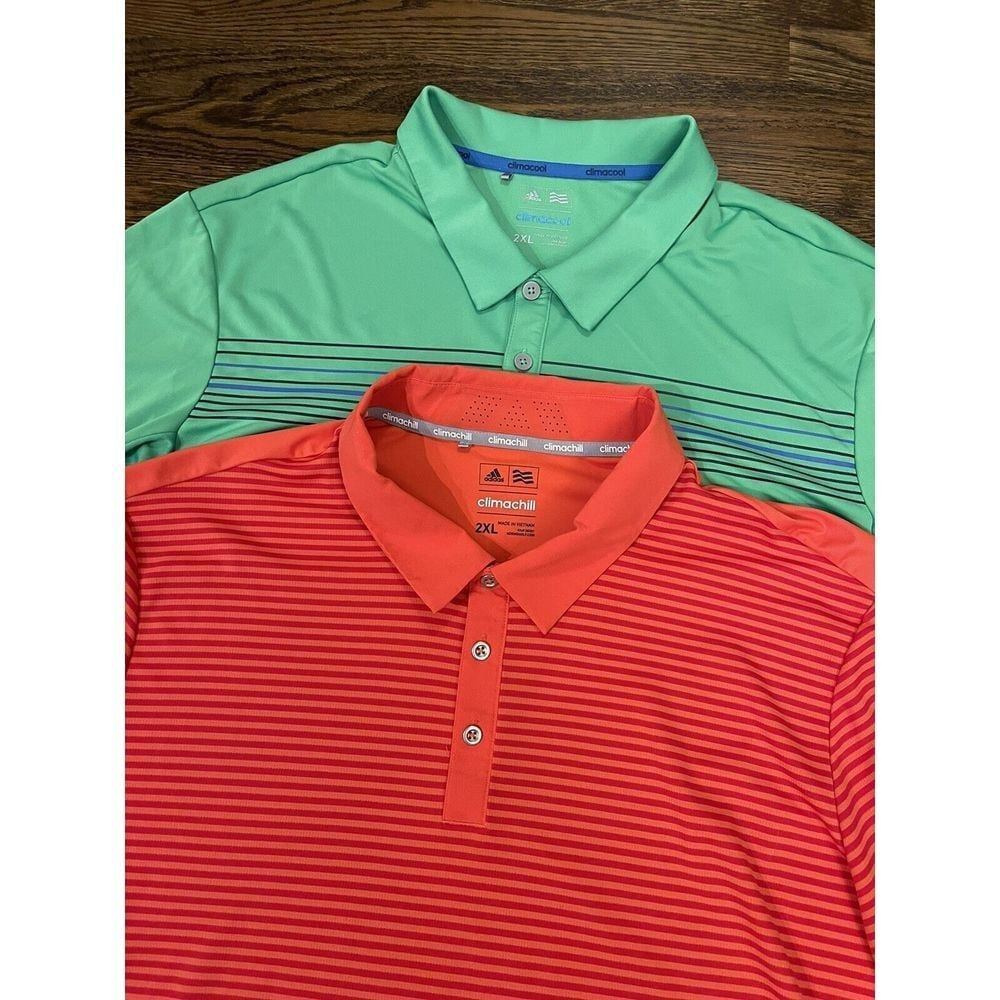 2- Adidas Climacool Golf Polo‎ Shirts Men's 2XL Performance